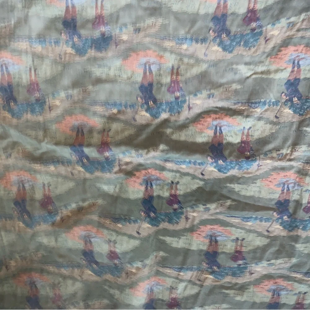 VTG Pictorial Golf Theme Woven Tapestry 4.5 x 5 Feet Braided Trim Throw Blanket